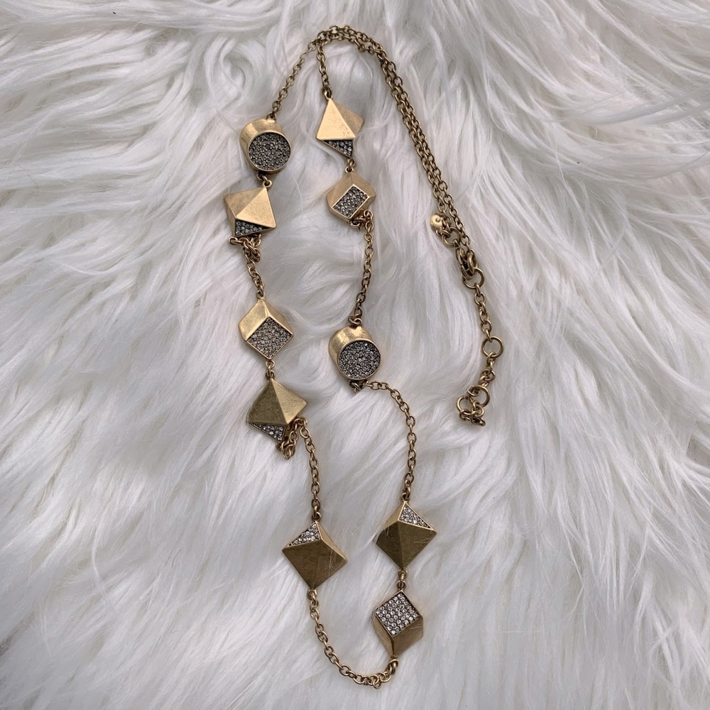 J. Crew Gold and Crystal Shapes Layering Necklace